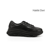 Gönderi(R) Gönderi R Siyah Dolgu Taban Bağcıklı Hakiki Deri Sneaker Siyah