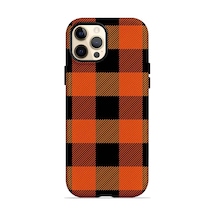 Velvoria Valestra Orange Buffalo Check Apple iPhone Uyumlu 12 Pro Max Magsafe Koruma Kılıfı Valestra Magline - Orange Buffalo Check