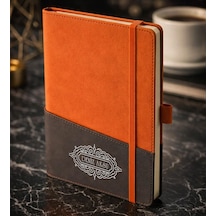 Bk Gift Kişiye Özel Turuncu Termo Deri Defter -11, Kartvizit Bölmeli, Çizgili Ivory Kağıt Kobitmeyencom36136 Bk Gift