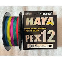 Pex12 12 Katlı Örgü İp Misina - 500 Metre 0.296mm 50lb Multicolor