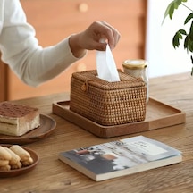 Monyee Rustik Tarz Rattan Servis Peçete Tutucu, Masa Organizasyonu İçin Sarı Renkli Fonksiyonel Tasarım - 1 Adet Diğer