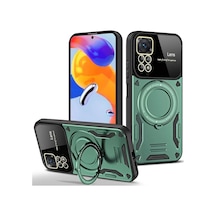 Xiaomi Redmi Note 11 Pro Uyumlu Kılıf Joy Lens Standlı Kapak - Koyu Yeşil