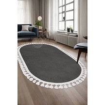 Avangard Oval Halı Sahra Antrasit Salon Koridor Antre Mutfak Halısı Silinebilir Saçaklı