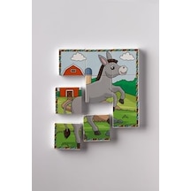 Manyetik Blok Çift Taraflı 9 Parçalı Mıknatıslı Puzzle 2 Görsel Köpek-eşek