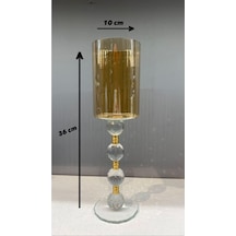Dekoratif Kristal Cam Üçlü Boru Şamdan Gold