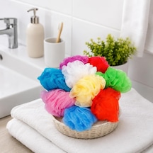 3 Adet Renkli Banyo Lifi, Tül Örgü, Köpürtücü Banyo Süngeri, Askı İpli Pratik Kişisel Bakım Lifi