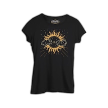 Sun Covered By Clouds Siyah Kadın Tshirt 001
