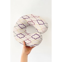 Geometrik Desenli Pamuklu Boyun Yastığı - Modern Pastel Renkli Yetişkin Seyahat Yastığı Mat Gün Doğumu Deniz Mavisi
