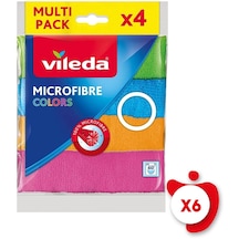 Vileda Microfibre Colors Temizlik Bezi 4'lü 6 Paket