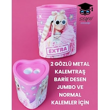 2 Gözlü Metal Kalemtraş Barie Desen Jumbo Ve Normal Kalemler İçin