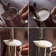 Paslanmaz Çelik Süt Potu - Kahve Potu - Pitcher Sütlük - Süt Köpürtücü - Köpürtme Kabı - 1000 Ml