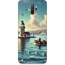 Oppo A5 2020 Uyumlu Martılarla Kız Kulesi Desenli Silikon Kılıf Çok Renkli