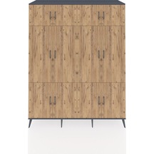 Kronos Gardrop 10 Raflı 12 Kapaklı 2 Askılı 176x59x221 Antrasit-çam Çam