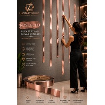 Lucitart Studio 1 Mm Kendinden Yapışkanlı Pleksi Aynalı Duvar Çıtası 9 Renk Seçeneği Dekoratif Duvar, Kapı, Tv Ünitesi Ve Mobilya Çıtası Rose Gold