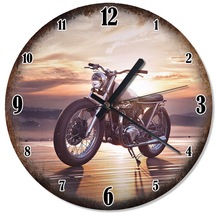 Motosiklet Ve Gün Batımı Özel Tasarım Duvar Saati