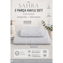 Sahra 2'li Banyo Havlu Seti Havlu Banyo Havlusu I Hamam Seti I Çeyiz Havlusu 70 X 140 Cm - 50 X 90 Cm Gri