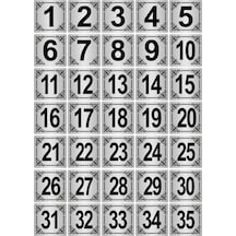 Metal Kapı,Masa,Dolap Numarası 7x7cm 35 adet (1..35) Gümüş Renk Metal