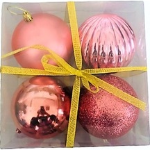 Yılbaşı Top Ağaç Süsü Rose 4'lü Set Plastik 10cm