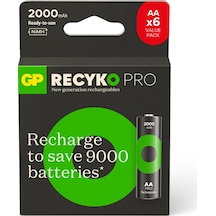 Gp Recyko Pro 2000mah Aa Kalem Nimh Şarjlı Pil 1.2 Volt 6'lı Kart