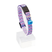 Pettagart Güvenlik Kilitli Ayarlanabilir Pembe Mavi Zikzak Desenli Yumuşak Doku Kedi Boyun Tasması 22-30 Cm
