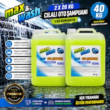 Max&wash 2x20 Kg Cilalı Oto Şampuan Seti 1/60 Konsantre Yoğun Köpük Parlaklık Sağlayan Profesyonel Araç Yıkama Şampuanı Toplam 40 Kg