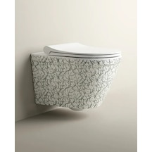 Marble Beyaz Gümüş Kanalsız Asma Klozet Renkli