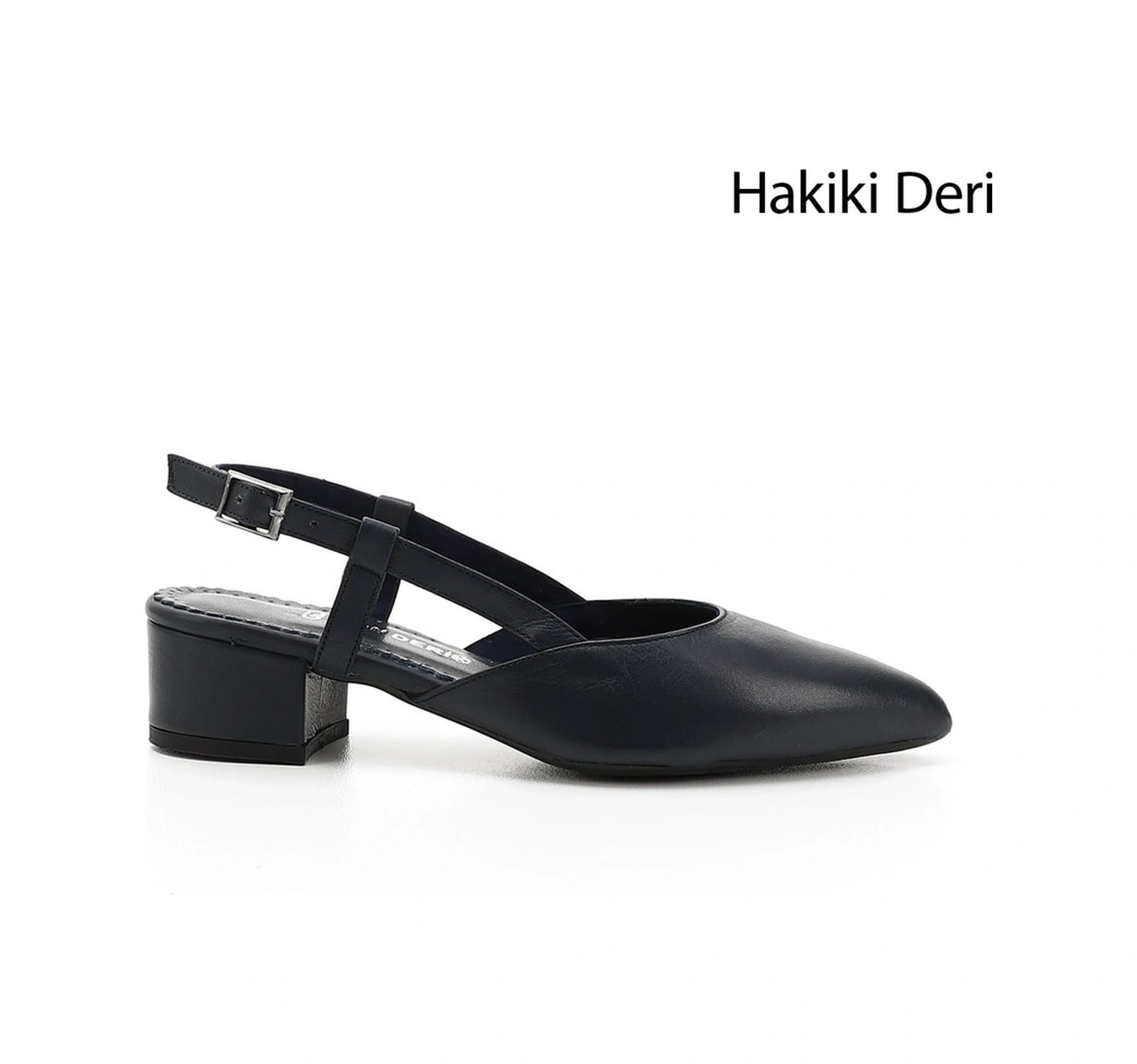 Gönderi(R) Gönderi R Kadın Lacivert Antik Kalın Topuklu Arkası Açık Hakiki Deri Ayakkabı Gyza13424257 Lacivert