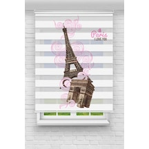 Perdecizade Enxboy Pembe Paris Dijital Baskılı Zebra Perde-cocuk Odası-stor Perde Renkli