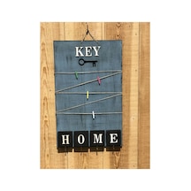 Dekoratif Home Keys Ahşap Resimlik Ve Notluk Saks Mavisi Lisinya