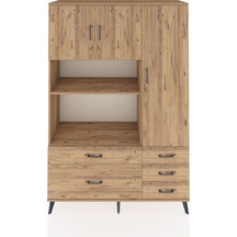 Hyperion Dolap 7 Raflı 5 Çekmeceli 3 Kapaklı 132x44x195 Çam-çam/çam Atlas Çam/atlas Çam