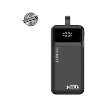 30000 Mah 22.5w Turbo Şarj Dahili Kablolu Dijital Led Göstergeli Pd Ve Qc 3.0 Powerbank Mt4330 Siyah