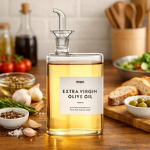 Cam Zeytinyağı Şişesi Akıtmaz Dökme Aparatlı, Şeffaf Cam Yağlık & Sirkelik, Mutfak İçin Şık Tasarım Çok Renkli