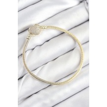 Pirinç Charm Zirkon Taşlı Kalp Model Gold Renk Kadın Bileklik Çok Renkli