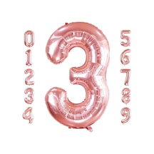 3 Üç Rakam Rose Gold Folyo Balon 32 34 Inc 82 Cm