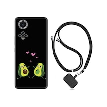 Huawei Nova 9 Kılıf Boyun Askılı Aşık Avokadolar 1642 Siyah