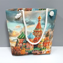 Saray - 526 - Desenli Plaj - Myceshop - Çantası Turuncu