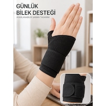 Siyah El Bilek Desteği Cırtlı Ayarlanabilir Başparmak Geçişli Bileklik Spor Bandajı - Lisinya
