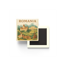 9x9 Cm Buzdolap Magnetleri - Romanya - Romania - 4'lü Set Retrotik - 9x9 Cm