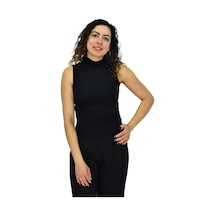 Kadın Düz Renk Vücuda Oturan Askılı Tişört Bgl-st04297 Siyah