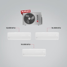 Arçelik 1+3 Multi Sistem 36100 MD Pro Dış Ünite 12 BTU Beyaz + 2 Adet 18 BTU Beyaz İç Üniteler Duvar Tipi Klima