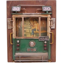 Dekoratif Metal Çerçeve Tramvay Dekorlu Vintage Hediyelik