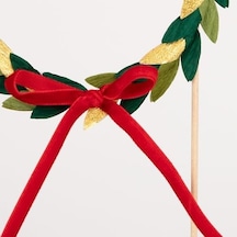 - Wreath Cake Topper - Kağıt Çelenkli Pasta Süsü Açık Bej