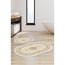 Eko Trend Djt 2 Li Yıkanabilir Kaymaz Taban Oval Banyo Paspas Klozet Takımı P1360 Osmanli Krem 60 X 100 - 50 X 60