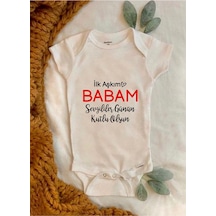 Babylimon Ilk Aşkım Babam Sevgililer Günü Baskılı Bebek Body Zıbın Beyaz - 132208657 Beyaz