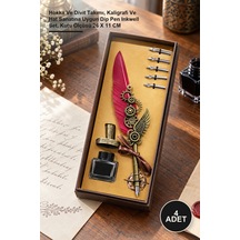 4 Adet Divit Hokka Seti Hokka Ve Divit Takımı, Kaligrafi Ve Hat Sanatına Uygun Dip Pen Inkwell Set, Kutu Ölçüsü 26 X 11 Cm