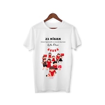 Alpşan Ticaret 23 Nisan Tişörtleri 23 Nisan T-shirt Beyaz Çocuk Yetişkin Tişört Unisex T-shirt Çocuk Bayramı 62 Beyaz