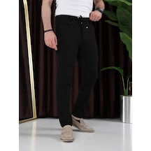 Ütü Gerektirmeyen Gofre Kumaş Jogger Pantolon Siyah