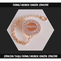 Sahi Aksesuar İsimli Zirkon Taşlı Bebek Emzik Zinciri Beyaz
