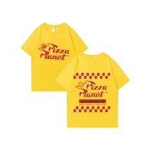 Flood Of Style Sıcak Satış Pizza Gezegen Hip Hop Grafik T Shirt Erkek Kadın Harajuku Vintage Kısa Kollu Tişö Sarı