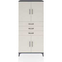 Hyperion Dolap 3 Raflı 3 Çekmeceli 4 Kapaklı 88x44x195 Antrasit-aytaşı Antrasit